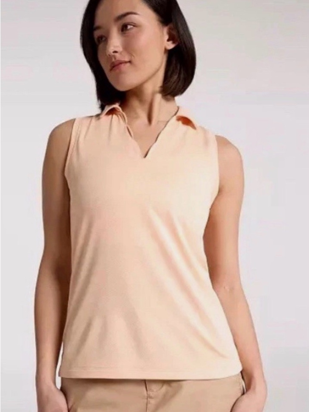 Walter Hagen Peach Collared Sleeveless Tank